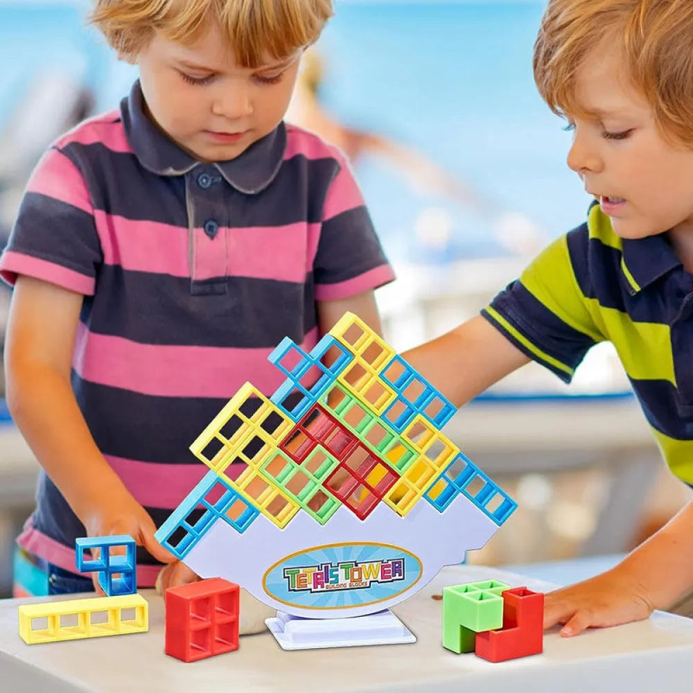 Vibe Geeks 48 PCs Russian Jenga Interactive Stackable Building Blocks Kid’s Toy-7