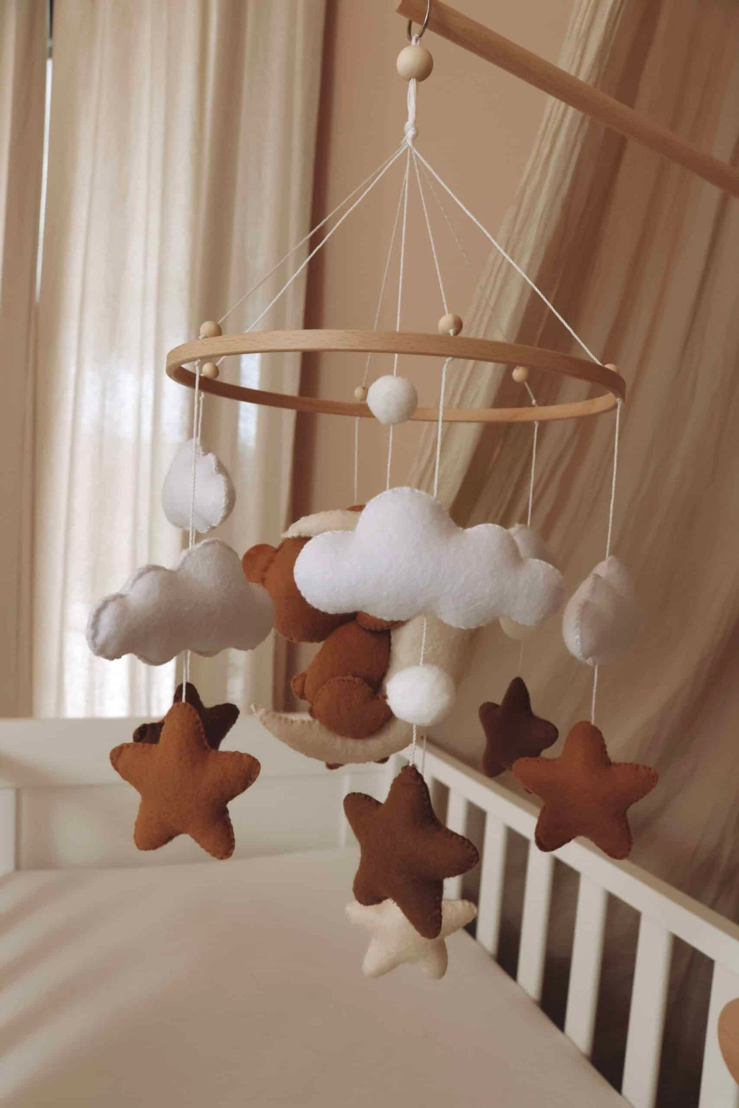 Handmade Sleeping Teddy baby mobile-5