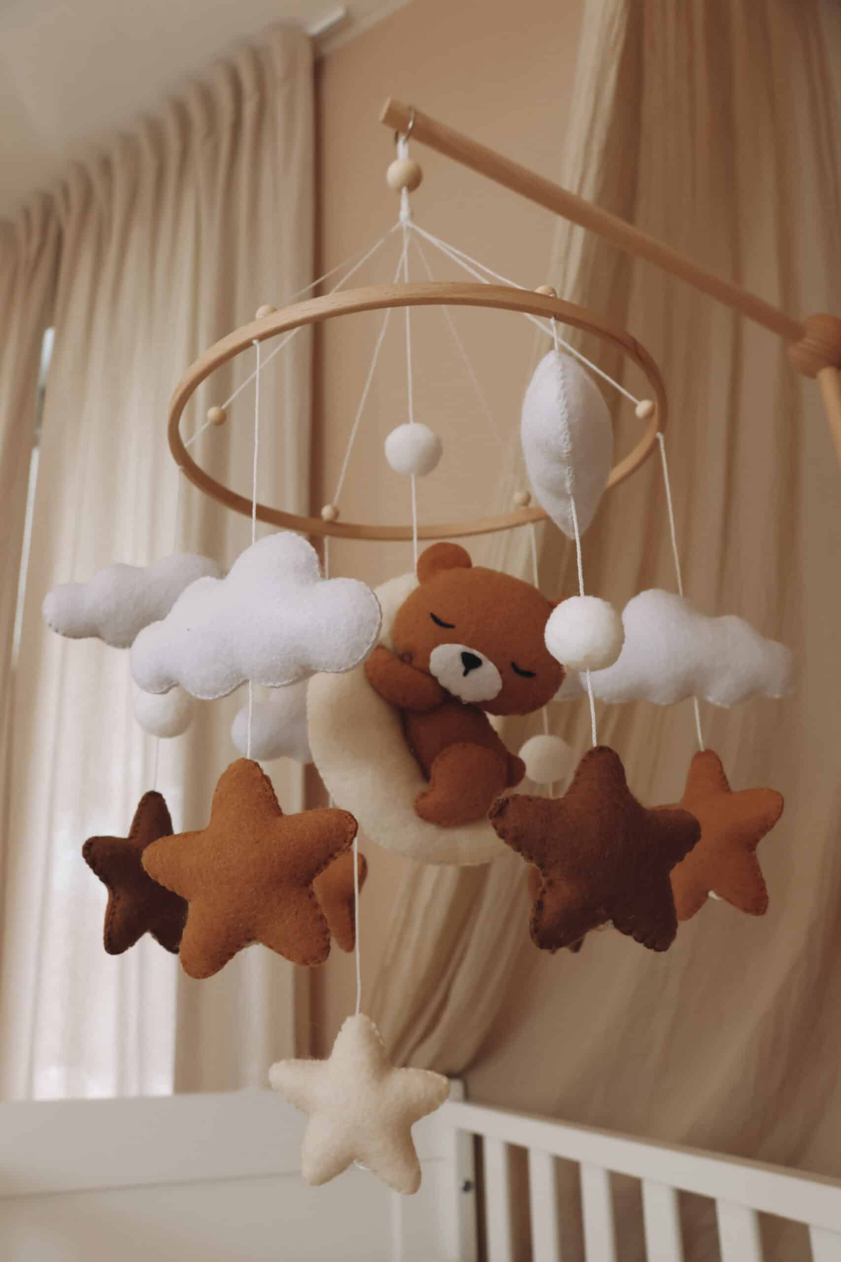 Handmade Sleeping Teddy baby mobile-6