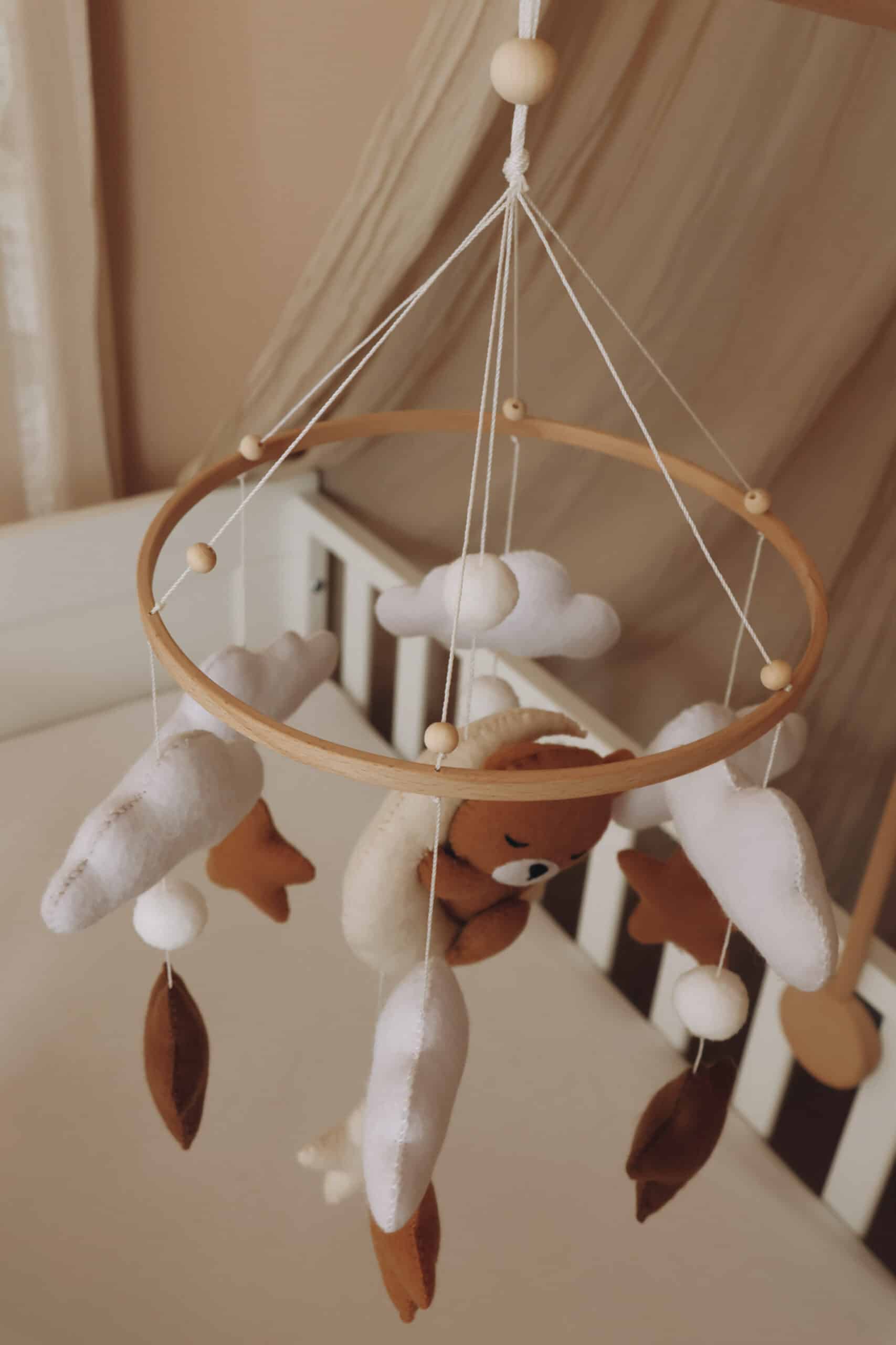 Handmade Sleeping Teddy baby mobile-11