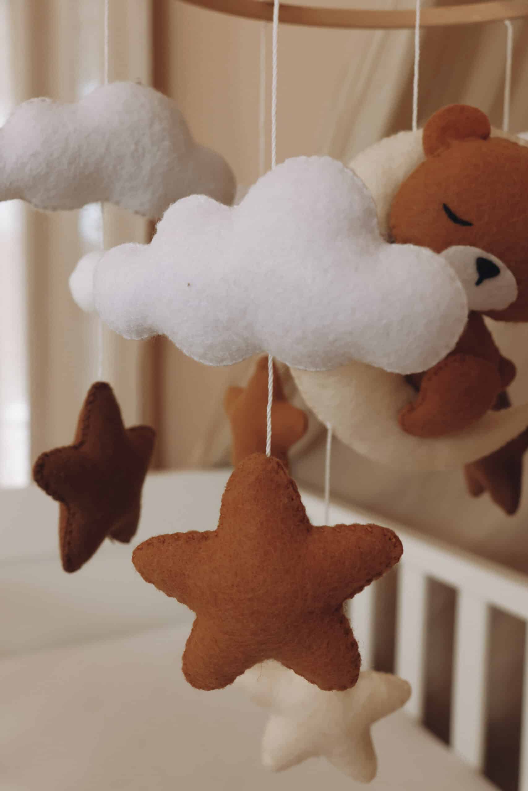 Handmade Sleeping Teddy baby mobile-7