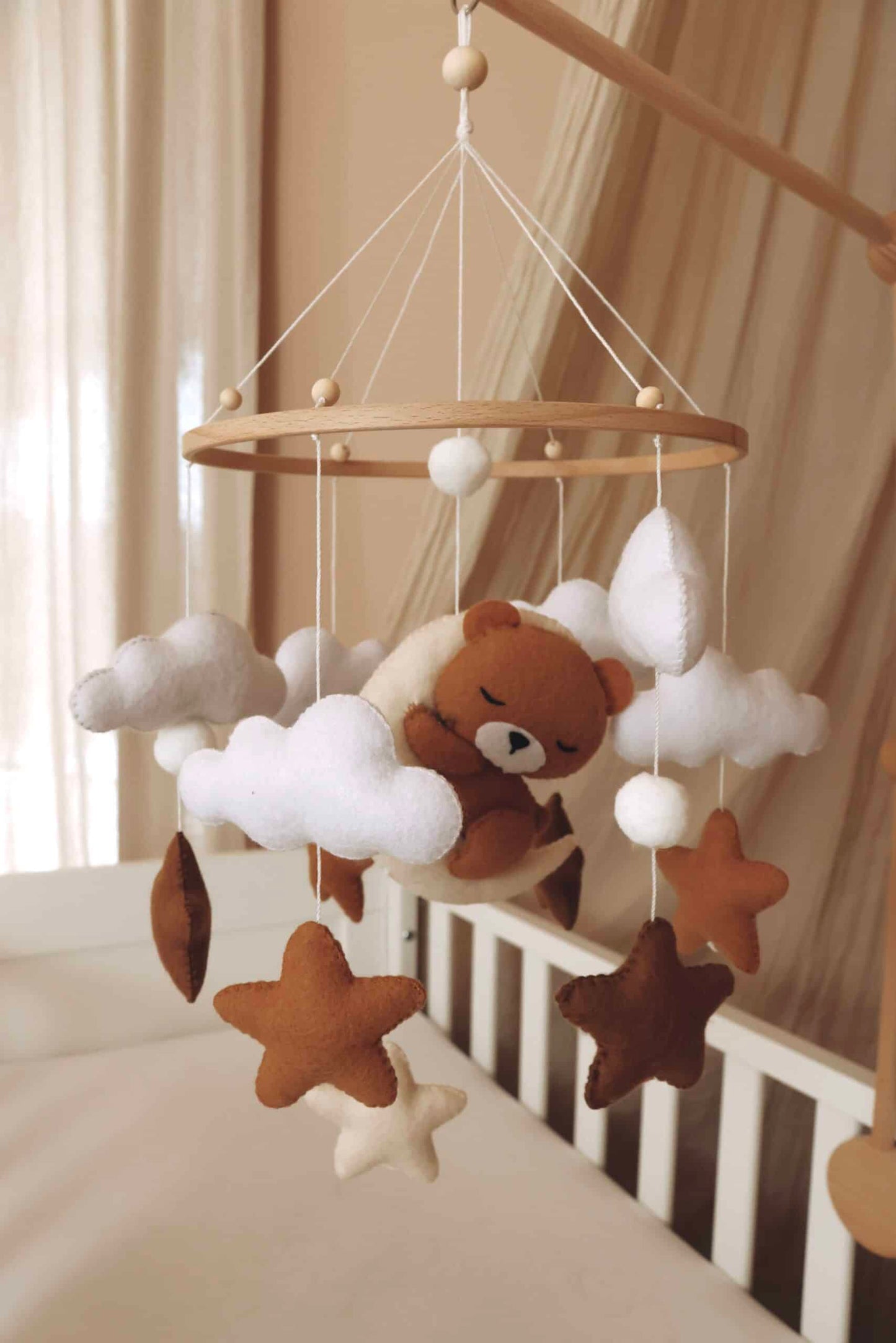 Handmade Sleeping Teddy baby mobile-3