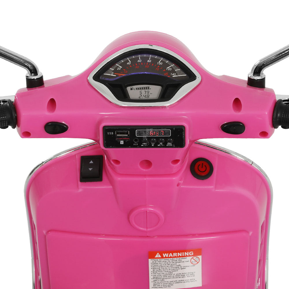 Kids Ride On Car Motorcycle Motorbike VESPA Licensed Scooter Electric Toys Pink-4