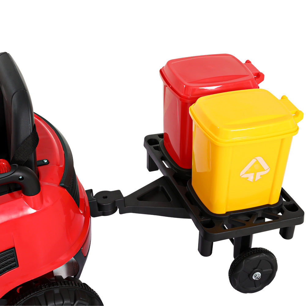 Rigo Kids Ride On Car Street Sweeper Truck w/Rotating Brushes Garbage Cans Red-3