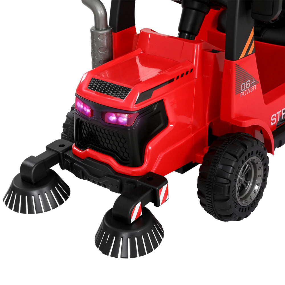 Rigo Kids Ride On Car Street Sweeper Truck w/Rotating Brushes Garbage Cans Red-4