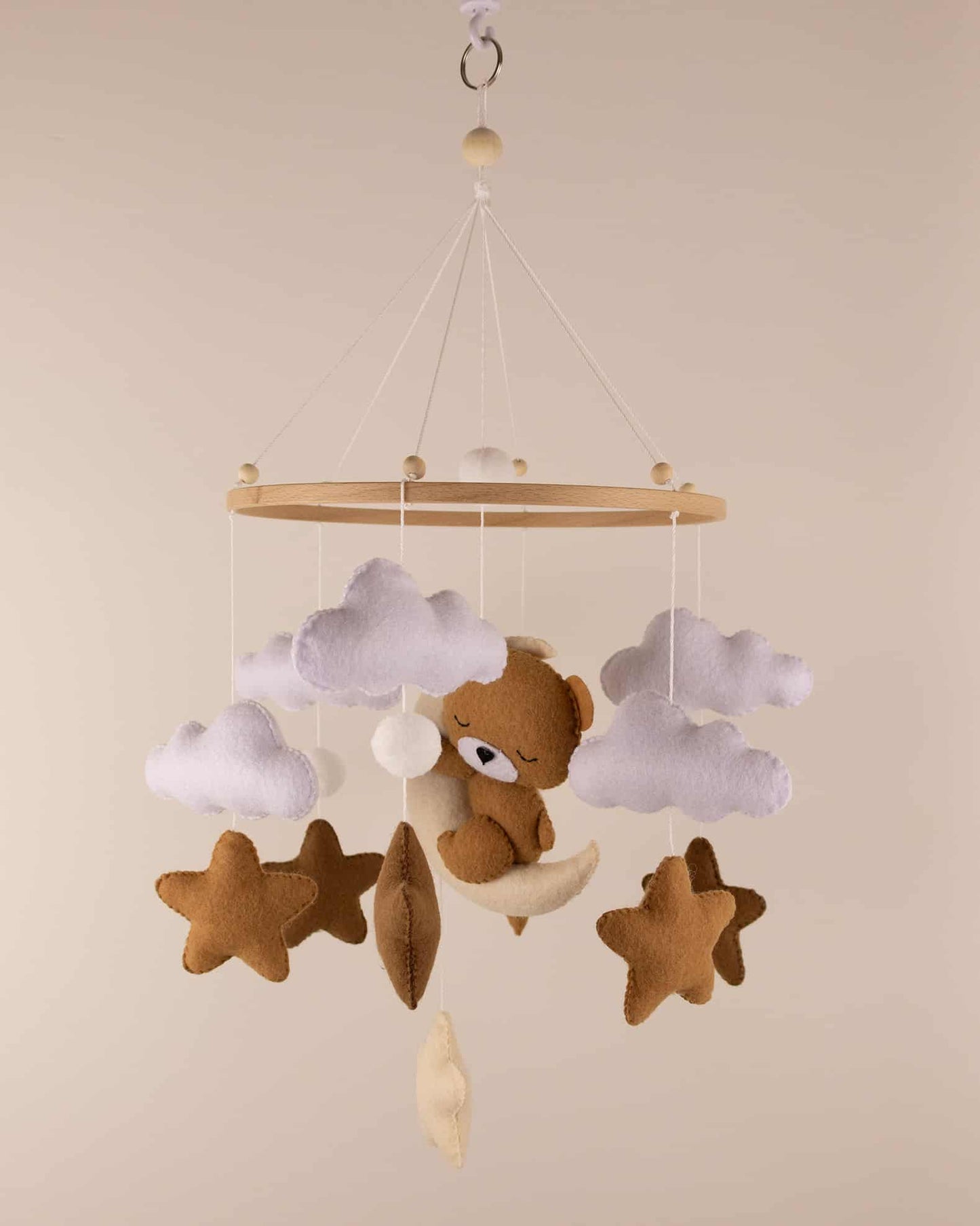 handmade sleeping bear crib mobile