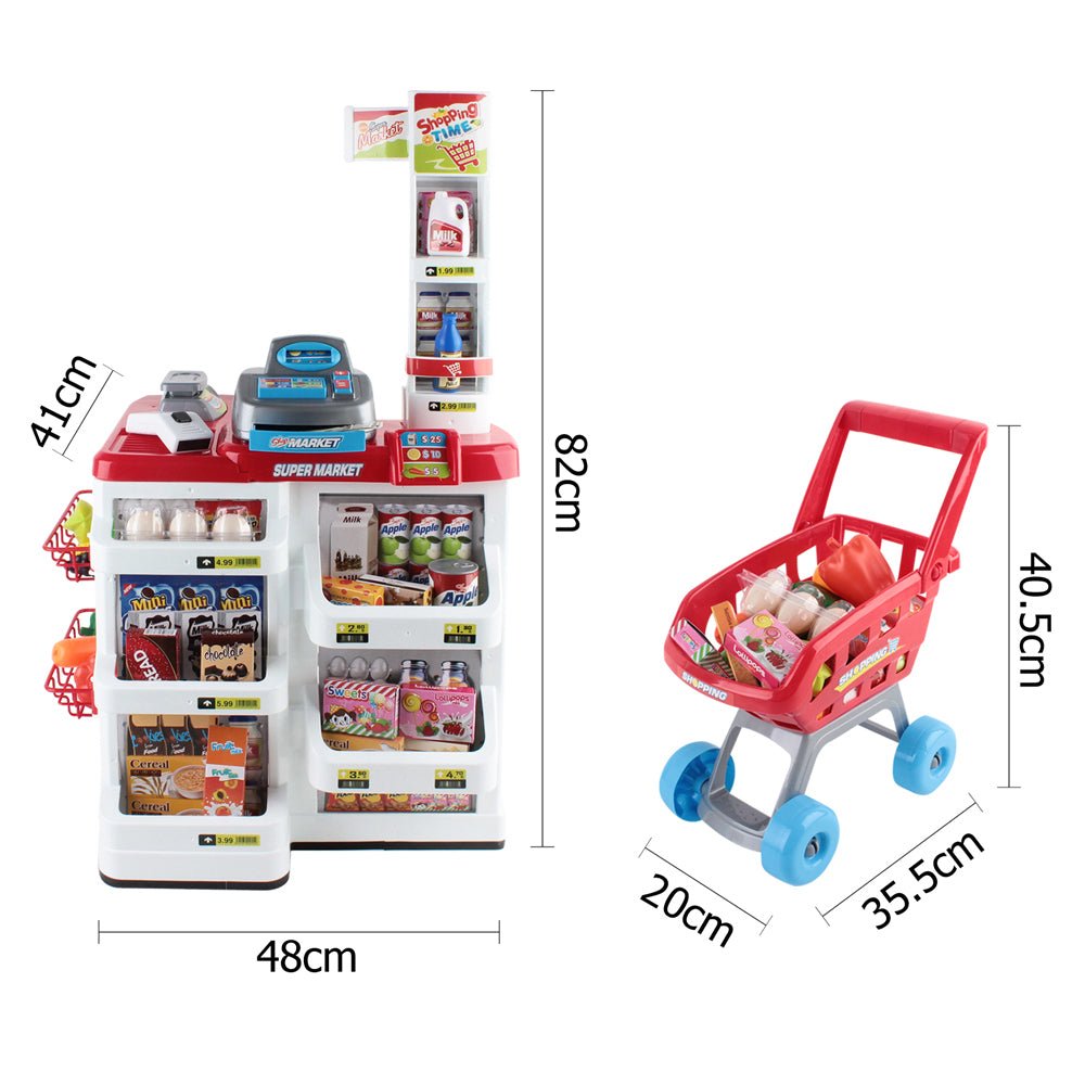 24 Piece Kids Super Market Toy Set - Red & White-1