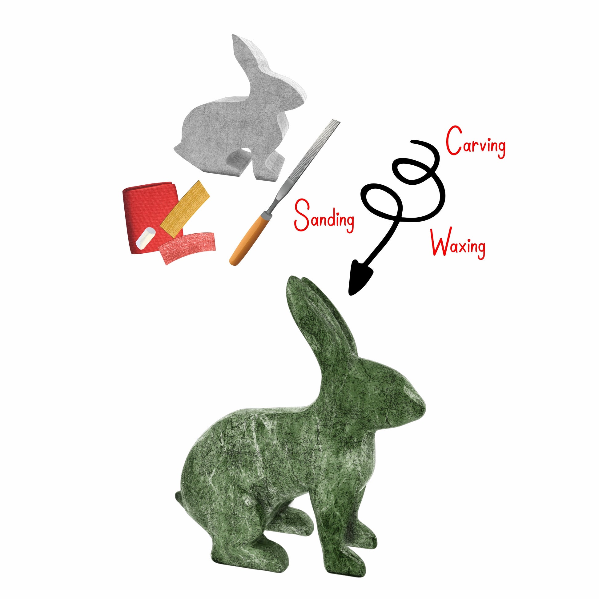 Bunny Soapstone Carving Kit: Safe and Fun DIY Craft for Kids and Adults-3