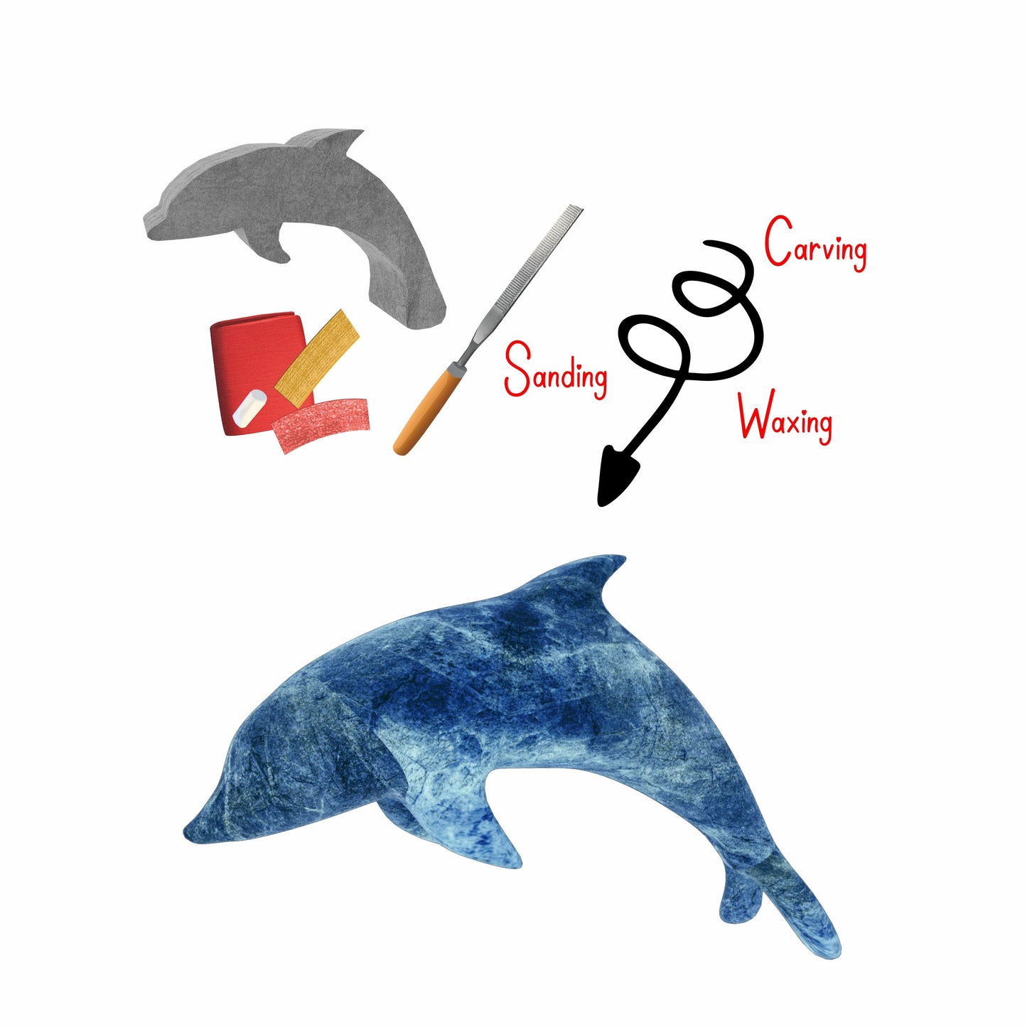 Dolphin Soapstone Carving Kit: Safe and Fun DIY Craft for Kids and Adults-3